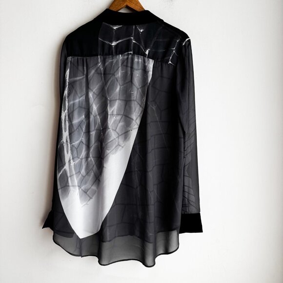 Marie Saint Pierre Sheer Long Sleeve Button up Blouse 3/XL - Picture 5 of 7